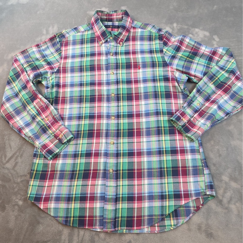 Ralph Lauren Button Down Plaid Shirt Men's Size L Long Sleeve